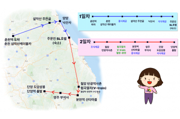 [ ITX-KTX]강원도 구석구석 1박2일(춘천 삼악산 케이블카/설악 주전골/낙산사/주문진/협곡열차/단양 마늘밥정식) - SL호텔 강릉 9월부터